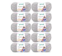 Gründl Laine Happy uni (Fil à Tricoter/Fil à Crocheter Anti-Pilling à 100% en polyacrylique), Fil à Tricoter 10 x 100 g/ 250 m, Gris Galet