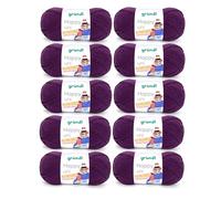 Gründl Laine Happy uni (Fil à Tricoter/Fil à Crocheter Anti-Pilling à 100% en polyacrylique), Fil à Tricoter 10 x 100 g/ 250 m, Prune
