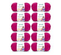 Gründl Laine Happy uni (Fil à Tricoter/Fil à Crocheter Anti-Pilling à 100% en polyacrylique), Fil à Tricoter 10 x 100 g/ 250 m, Fuchsia