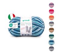 Gründl Laine Hot Socks Como 4 brins - Laine pour chaussettes pour 1 paire de chaussettes - Doux et doux pour la peau - 75% laine vierge, 25% polyamide - 1 pelote de 100 g / 420 m - Taille des