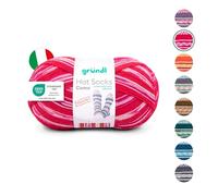 Gründl Laine Hot Socks Como 4 brins - Laine pour chaussettes pour 1 paire de chaussettes - Doux et doux pour la peau - 75% laine vierge, 25% polyamide - 1 pelote de 100 g / 420 m - Taille des
