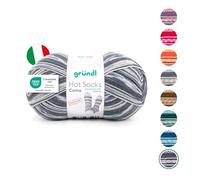 Gründl Laine Hot Socks Como 4 brins - Laine pour chaussettes pour 1 paire de chaussettes - Doux et doux pour la peau - 75% laine vierge, 25% polyamide - 1 pelote de 100 g / 420 m - Pour aiguilles