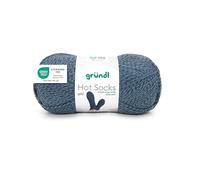 Gründl Laine Hot Socks uni 100 4 fils - Laine à chaussettes pour 1 paire de chaussettes - 75% laine vierge, 25% polyamide - 1 pelote 100 g / 420 m - Taille d’aiguille 2,5-3 - bleu-vert