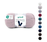 Gründl Laine Hot Socks uni 100 4 fils - Laine à chaussettes pour 1 paire de chaussettes - 75% laine vierge, 25% polyamide - 1 pelote 100 g / 420 m - Taille d’aiguille 2,5-3 - sable