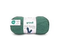 Gründl Laine Hot Socks uni 100 4 fils - Laine à chaussettes pour 1 paire de chaussettes - 75% laine vierge, 25% polyamide - 1 pelote 100 g / 420 m - Taille d’aiguille 2,5-3 - vert sapin