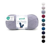 Gründl Laine Hot Socks uni 100 4 fils - Laine à chaussettes pour 1 paire de chaussettes - 75% laine vierge, 25% polyamide - 1 pelote 100 g / 420 m - Taille d’aiguille 2,5-3 - gris argenté