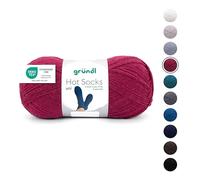 Gründl Laine Hot Socks uni 100 4 fils - Laine à chaussettes pour 1 paire de chaussettes - 75% laine vierge, 25% polyamide - 1 pelote 100 g / 420 m - Taille d’aiguille 2,5-3 - bordeaux