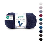 Gründl Laine Hot Socks uni 100 4 fils - Laine à chaussettes pour 1 paire de chaussettes - 75% laine vierge, 25% polyamide - 1 pelote 100 g / 420 m - Taille d’aiguille 2,5-3 - marine