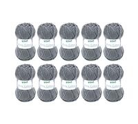 Gründl Laine King Cotton - Laine épaisse pour Tricoter - Fil à Crocheter - Douce et agréable pour la Peau - 55% polyacrylique, 45% Coton - 10 pelotes 50 g / 78 m - Taille d’Aiguille 6-7 - Anthracite