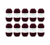 Gründl King Cotton (fil à tricoter et à crocheter doux et volumineux composé de 55% de polyacrylique et de 45% de coton, 50 g / 78 m, taille des aiguilles : 6-7, 10 x 50 g), bordeaux