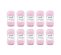 Gründl King Cotton (fil à tricoter et à crocheter doux et volumineux en 55% polyacrylique et 45% coton, 50 g / 78 m, taille des aiguilles : 6-7, 10 x 50 g), rose bébé