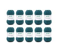 Gründl King Cotton (fil à tricoter et à crocheter doux et volumineux en 55% polyacrylique et 45% coton, 50 g / 78 m, calibre d'aiguille : 6-7, 10 x 50 g), pétrole