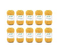 Gründl Laine King Cotton - laine épaisse pour tricoter - fil à crocheter - douce et agréable pour la peau - 55% polyacrylique, 45% coton - 10 pelotes 50 g / 78 m - taille d’aiguille 6-7 - or