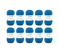 Gründl King Cotton (fil à tricoter et à crocheter doux et volumineux en 55% polyacrylique et 45% coton, 50 g / 78 m, taille des aiguilles : 6-7, 10 x 50 g), bleu moyen