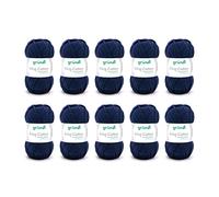Gründl King Cotton (fil à tricoter et à crocheter doux et volumineux composé de 55% de polyacrylique et de 45% de coton, 50 g / 78 m, taille des aiguilles : 6-7, 10 x 50 g), bleu marine