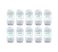 Gründl King Cotton (fil à tricoter et à crocheter doux et volumineux composé de 55% de polyacrylique et de 45% de coton, 50 g / 78 m, taille des aiguilles : 6-7, 10 x 50 g), gris clair