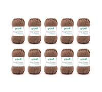 Gründl King Cotton (fil à tricoter et à crocheter doux et volumineux en 55% polyacrylique et 45% coton, 50 g / 78 m, taille des aiguilles : 6-7, 10 x 50 g), Teddy