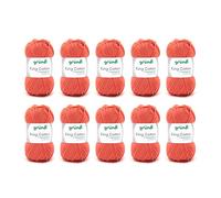 Gründl King Cotton (fil à tricoter et à crocheter doux et volumineux en 55% polyacrylique et 45% coton, 50 g / 78 m, taille des aiguilles : 6-7, 10 x 50 g), orange