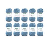 Gründl King Cotton (fil à tricoter et à crocheter doux et volumineux en 55% polyacrylique et 45% coton, 50 g / 78 m, aiguilles : 6-7, 10 x 50 g), jeans