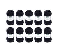Gründl Laine King Cotton - laine épaisse pour tricoter - fil à crocheter - douce et agréable pour la peau - 55% polyacrylique, 45% coton - 10 pelotes 50 g / 78 m - taille d’aiguille 6-7 - noir