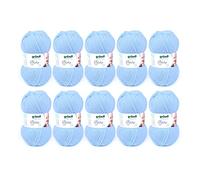 Gründl Laine King Cotton - laine épaisse pour tricoter - fil à tricoter - douce et respectueuse de la peau - 55 % acrylique, 45 % coton - 10 pelotes 50 g / 78 m - taille d’aiguille 6 - 7 -Blu Pastello