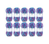 Gründl Lisa Premium (Fil à Tricoter et à Crocheter avec Un caractère laineux en 100% polyacrylique, 50 g / 133 m, Aiguilles : 3,5-4,5, 10 x 50 g), Couleur pétrole-Menthe -Lilas