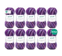 Gründl Lisa Premium (Fil à Tricoter et à Crocheter à caractère laineux en 100% polyacrylique, 50 g / 133 m, Aiguilles : 3,5-4,5, 10 x 50 g), Couleur mûre-Fuchsia-Viola