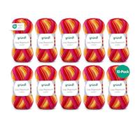 Gründl Laine Lisa Premium color - fil à tricoter avec dégradé de couleurs - douce et respectueuse de la peau - 100% acrylique - 10 pelotes 50 g / 133 m - taille d’aiguille 3,5-4,5 - rose-rouge-orangé