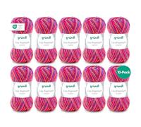 Gründl Lisa Premium (Fil à Tricoter et à Crocheter avec Un caractère Semblable à de la Laine en 100% polyacrylique, 50 g / 133 m, Taille des Aiguilles : 3,5-4,5, 10 x 50 g), Lilas-Rose-Orange