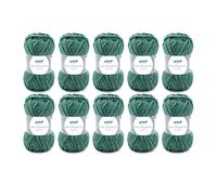 Gründl Laine Lisa Premium Jeans pour tricoter et crocheter (facile d'entretien et lavable en 100% polyacrylique, 50 g/133 m, taille d'aiguille : 3,5-4,5, 10 pelotes de 50 g chacune),Bouteille verte
