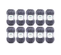 Gründl Laine Lisa Premium Jeans pour tricoter et crocheter (facile d'entretien et lavable en 100% polyacrylique, 50 g/133 m, taille d'aiguille : 3,5-4,5, 10 pelotes de 50 g chacune),Gris ardoise