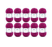 Gründl Laine Lisa Premium Jeans pour tricoter et crocheter (facile d'entretien et lavable en 100% polyacrylique, 50 g/133 m, taille d'aiguille : 3,5-4,5, 10 pelotes de 50 g chacune),Fuchsia chiné
