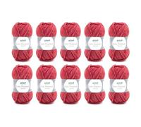Gründl Laine Lisa Premium Jeans pour tricoter et crocheter (facile d'entretien et lavable en 100% polyacrylique, 50 g/133 m, taille d'aiguille : 3,5-4,5, 10 pelotes de 50 g chacune),Rouge oriental