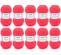 Gründl Laine Lisa Premium uni 10 x 50 g, Corail | Fil à tricoter, crocheter - Doux et agréable pour la peau - 100 % polyacrylique, 133 m