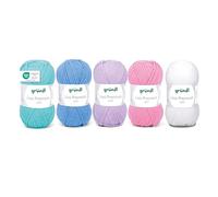 Gründl Laine Lisa Premium uni - Fil pour tricoter - Fil à crocheter - Doux et agréable pour la peau - 100% polyacrylique 5 pelotes 50 g / 133 m - Taille d’aiguille 3,5-4,5 -pastel