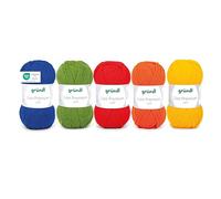 Gründl Laine Lisa Premium uni - Fil pour tricoter - Fil à crocheter - Doux et agréable pour la peau - 100% polyacrylique 5 pelotes 50 g / 133 m - Taille d’aiguille 3,5-4,5 -Multicolor