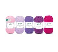 Gründl Laine Lisa Premium uni - Fil pour tricoter - Fil à crocheter - Doux et agréable pour la peau - 100% polyacrylique 5 pelotes 50 g / 133 m - Taille d’aiguille 3,5-4,5 -Rose-Lilas-Violet-Fuchsia