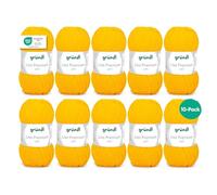 Gründl Laine Lisa Premium uni - Fil pour tricoter - Fil à tricoter - Fil à crocheter - Doux et agréable pour la peau - 100% polyacrylique 10 pelotes 50 g / 133 m - Taille d’aiguille 3,5-4,5 - Jaune