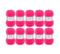 Gründl Laine Lisa Premium uni - Fil pour tricoter - Fil à tricoter - Fil à crocheter - Doux et agréable pour la peau - 100 % polyacrylique 10 pelotes 50 g / 133 m - Taille d’aiguille 3,5-4,5 - Fucsia