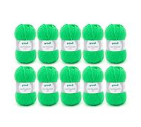 Fil à tricoter et à crocheter Gründl Lisa Premium Uni (doux et semblable à la laine, fil à tricoter lavable et facile d’entretien 100 % polyacrylique, 50 g / 133 m), Vert Fluo Lot de 10