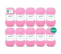 Gründl Laine Lisa Premium uni - Fil pour tricoter - Fil à tricoter - Fil à crocheter - Doux et agréable pour la peau - 100 % polyacrylique 10 pelotes 50 g / 133 m - Taille d’aiguille 3,5-4,5 - rose