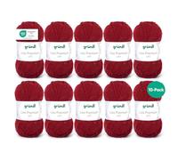 Gründl Laine Lisa Premium uni - Fil pour tricoter - Fil à tricoter - Fil à crocheter - Doux et agréable pour la peau - 100 % polyacrylique 10 pelotes 50 g / 133 m - Taille d’aiguille 3,5-4,5 -Bordeaux