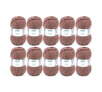 Fil à tricoter et à crocheter Gründl Lisa Premium Uni (doux et semblable à la laine, fil à tricoter lavable et facile d’entretien 100 % polyacrylique, 50 g / 133 m), Marron - Lot de 10