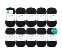 Fil à tricoter et à crocheter Gründl Lisa Premium Uni (doux et semblable à la laine, fil à tricoter lavable et facile d’entretien 100 % polyacrylique, 50 g / 133 m), noir - Lot de 10