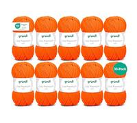 Fil à tricoter et à crocheter Gründl Lisa Premium Uni (doux et semblable à la laine, fil à tricoter lavable et facile d’entretien 100 % polyacrylique, 50 g / 133 m), Orange Fluo