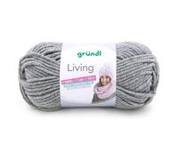 Gründl Laine Living (fil à tricoter et crochet, fil lavable en 80% polyacrylique et 20% polyamide, 100 g/100 m, taille des aiguilles : 8-9, 1 x 100 g), gris moyen