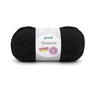 Gründl Laine Shetland - Laine épaisse pour crochet et tricot - Laine d’hiver - Douce et chaude - 80% polyacrylique, 20% laine - 1 pelote 100 g / 170 m - Aiguilles n° 7-8 - noir