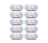 Gründl Laine Shetland - Laine épaisse pour crochet et tricot - Laine d’hiver - Douce et chaude - 80% polyacrylique, 20% laine - 10 pelotes 100 g / 170 m - Aiguilles n° 7-8 - gris clair