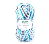 Gründl Lisa Premium Color Fil, Acrylic, Couleur: Menthe/Gris, 3,5-4,5 mm