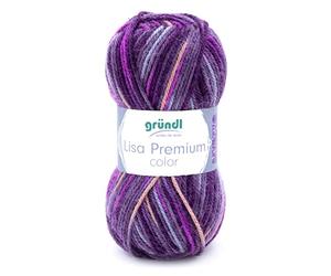 Gründl Lisa Premium Color Fil, Acrylic, Couleur mûre-Fuchsia-Lilas, 3,5-4,5 mm